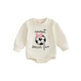 thumbnail image 1 of RUINIXCW Baby Girl Football Sweatshirt Romper Letter Soccer Ball Bow Embroidered Long Sleeve Bubble Bodysuit for Winter Fall, 1 of 9