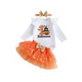 thumbnail image 1 of RUINIXCW Baby Girl Halloween Outfit Printed Long Sleeve Romper Tulle Skirt Headband, 1 of 8