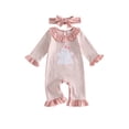 thumbnail image 1 of RUINIXCW Baby Girl Halloween Romper Ghost Embroidery Stripe Long Sleeve Bodysuits, 1 of 7