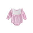 thumbnail image 1 of RUINIXCW Baby Girl Plaid Bubble Romper Ruffle Trim Long Sleeve Crewneck Bodysuit Cute Infant Fall Clothes, 1 of 9