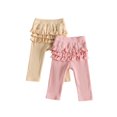thumbnail image 1 of RUINIXCW Baby Girl Ruffle Pants 2 Pack Cute Solid Color Elastic Waist Trousers, 1 of 9