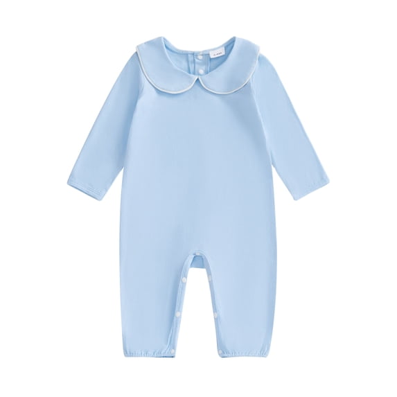 RUINIXCW Baby Girls Boys Jumpsuit Romper Newborn Coming Home Outfit Long Sleeve Doll Collar Romper Fall Winter Spring Baby Essentials Clthes
