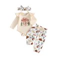 thumbnail image 1 of RUINIXCW Baby Girls Fall Outfit Western Style Long Sleeve Romper with Pants Headband, 1 of 8