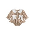 thumbnail image 1 of RUINIXCW Baby Girls Fall Romper Dress Plaid Print Long Sleeve Doll Collar Bodysuit, 1 of 8