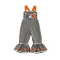 thumbnail image 1 of RUINIXCW Baby Girls Halloween Plaid Overalls Embroidery Sleeveless Flared Jumpsuit Suspender Pants for Toddler, 1 of 8