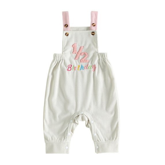 RUINIXCW Baby Half Birthday Jumpsuit Embroidered Square Neck Sleeveless Romper