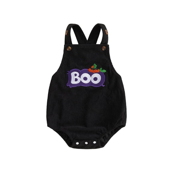 RUINIXCW Baby Halloween Cosplsy Overalls Pumpkin Ghost Letter Embroidery Sleeveless Romper Jumpsuit Suspender Pants for Toddler