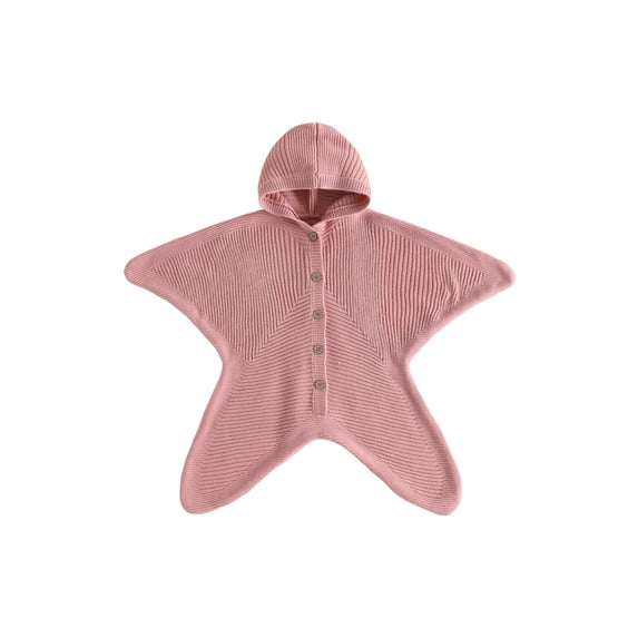 RUINIXCW Baby Knitted Sleep Sack Starfish Shape Hooded Front Button Swaddle Blanket