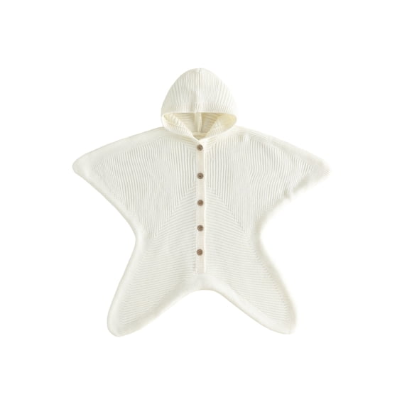 RUINIXCW Baby Knitted Sleep Sack Starfish Shape Hooded Front Button Swaddle Blanket