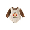thumbnail image 1 of RUINIXCW Baby Thanksgiving Romper Embroidered Contrast Long Sleeve Bodysuit, 1 of 8