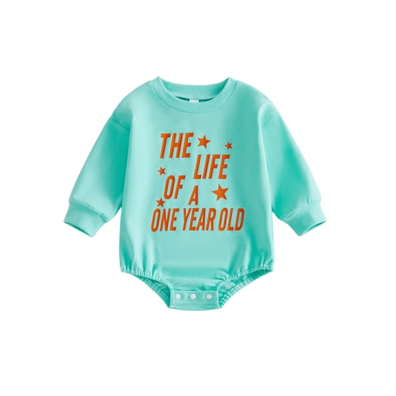 RUINIXCW Birthday Baby Girls Romper, Long Sleeve Crew Neck Glitter Letters Bodysuit