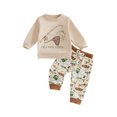 thumbnail image 1 of RUINIXCW Boys 2Pcs Fall Outfits Long Sleeve O Neck Letter Print Sweatshirt Fish Print Pants Sets, 1 of 8