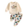 thumbnail image 1 of RUINIXCW Brother Matching Outfits Long Sleeve Construction Vehicle Embroidery Sweatshirt and Jogger Pants Set, 1 of 8