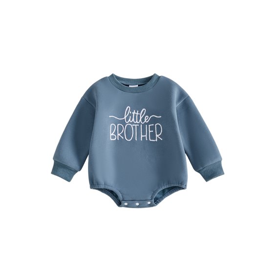 RUINIXCW Baby Infant Long Sleeve Fleece Lined Sweatshirt Romper Letter Embroidery Bodysuit