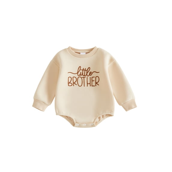RUINIXCW Baby Infant Long Sleeve Fleece Lined Sweatshirt Romper Letter Embroidery Bodysuit