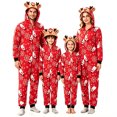thumbnail image 1 of RUINIXCW Christmas Family Pajamas Matching Set for Adult Women Men Kids Baby Xmas Outfit Holiday Jammies Long Sleeve Reindeer Antler Hooded Romper Zip Jumpsuit, 1 of 8