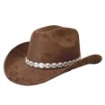 thumbnail image 1 of RUINIXCW Cowboy Cowgirl Hat For Women Men Western Hats Rhinestone Cowboy Hat Wide Brim Cow Girl Rodeo Hat Felt Jazz Cap For Rodeo Party, 1 of 9