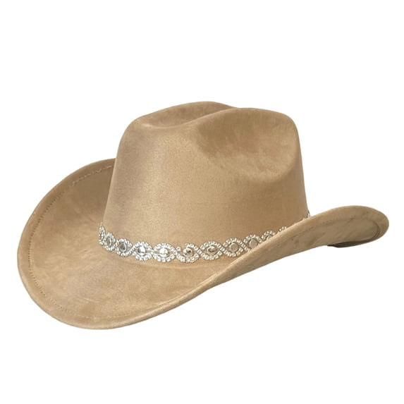 RUINIXCW Cowboy Cowgirl Hat For Women Men Western Hats Rhinestone Cowboy Hat Wide Brim Cow Girl Rodeo Hat Felt Jazz Cap For Rodeo Party