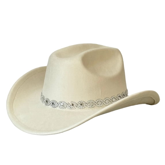 RUINIXCW Cowboy Cowgirl Hat For Women Men Western Hats Rhinestone Cowboy Hat Wide Brim Cow Girl Rodeo Hat Felt Jazz Cap For Rodeo Party