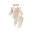 thumbnail image 1 of RUINIXCW Daddy's Girl Outfit Newborn Baby Girl Hospital Coming Home Outfit Infant Baby Girls Spring Fall Winter Clothes Ribbed Long Sleeve Romper and Pants Headband Set, 1 of 9