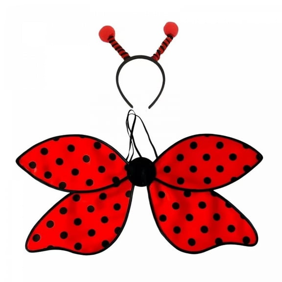 RUINIXCW Fairy Halloween Ladybug Costume for Women Girl Teen Lady Bug Wings and Headband Set Birthday Cosplay Accessory Photoshoot Props 9.84x5.91inch