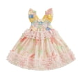 thumbnail image 1 of RUINIXCW Fairy Toddler Baby Girl Butterfly Dress Little Baby Girl Summer Smocked Dress Fly Sleeve Frills Casual Princess Birthday Baptism Wedding Party Dress, 1 of 9