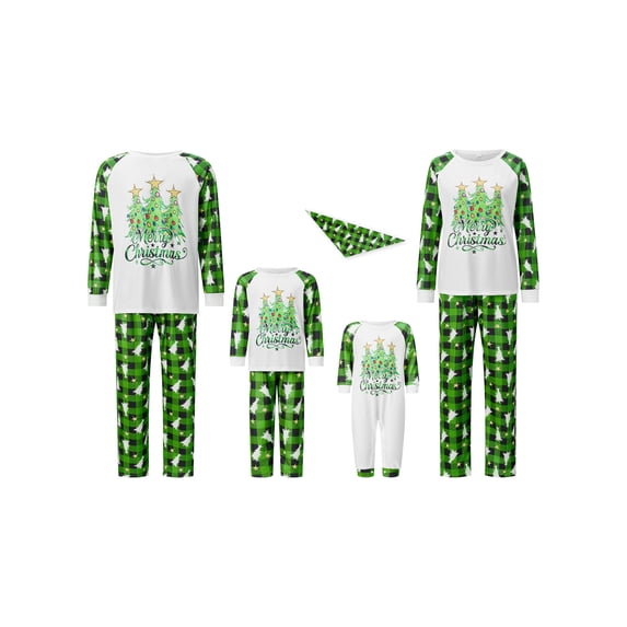 RUINIXCW Family Christmas Matching Pajamas Set Long Sleeve Tops with Plaid Pants
