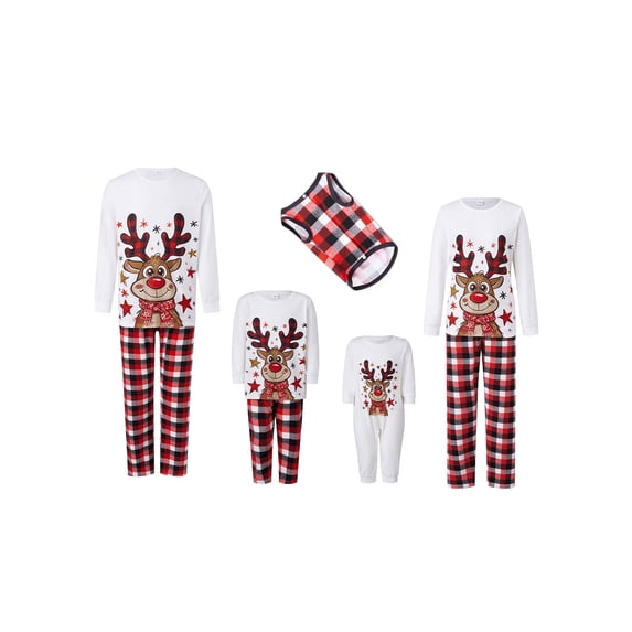 RUINIXCW Family Christmas Pajamas Matching Set Long Sleeve Crew Neck Tops and Pants