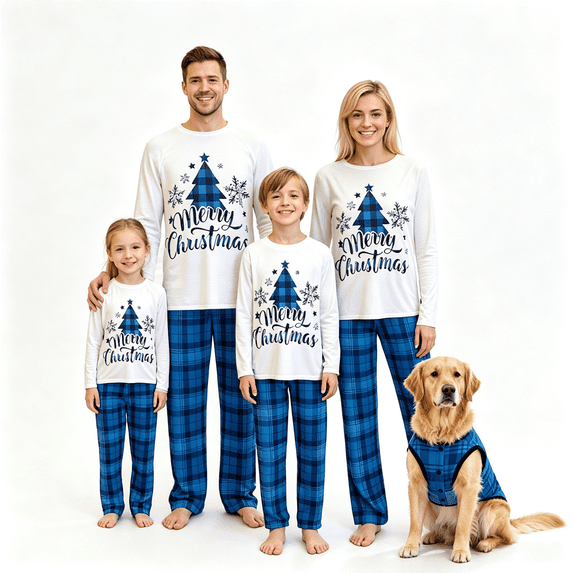 RUINIXCW Family Christmas Pajamas Matching Sets Xmas PJS Holiday Jammies for Whole Family Tree Long Sleeve Tops and Plaid Pants Mommy and Me Christmas Outfits Sleepwear