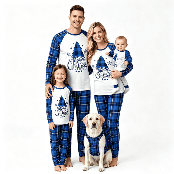 RUINIXCW Family Christmas Pajamas Matching Sets Xmas PJS Holiday Jammies for Whole Family Tree Long Sleeve Tops and Plaid Pants Mommy and Me Christmas Outfits Sleepwear