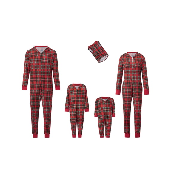 RUINIXCW Family Matching Christmas Pajamas Set Plaid Long Sleeve Sleepwear