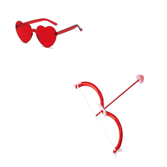RUINIXCW Funny Halloween Valentines Day Cupid Costume Mini Cupids Bow and Arrow Glasses Set Wedding Cosplay Party Favors