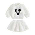 thumbnail image 1 of RUINIXCW Funny Toddler Girl Halloween Outfit Kids Infant Baby Girl Warm Fall Winter Clothes Fuzzy Plush Long Sleeve Mock Neck Sweatshirt and Skirt Set, 1 of 9