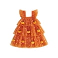 thumbnail image 1 of RUINIXCW Girl Halloween Tulle Dress Pumpkin/Ghost Fly Sleeve A-line Layered Dress, 1 of 9