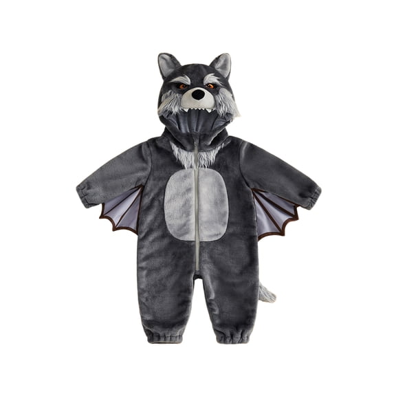 RUINIXCW Girls Boys Halloween Animal Long Sleeve Hooded Zip Up Wolf Jumpsuit