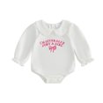 thumbnail image 1 of RUINIXCW Im Literally Just A Girl Shirt Newborn Baby Girl Hospital Going Home Outfit Baby Girls Spring Fall Winter Clothes Bubble Romper Letter Bowknot Long Sleeve Peter Pan Collar Bodysuit, 1 of 9