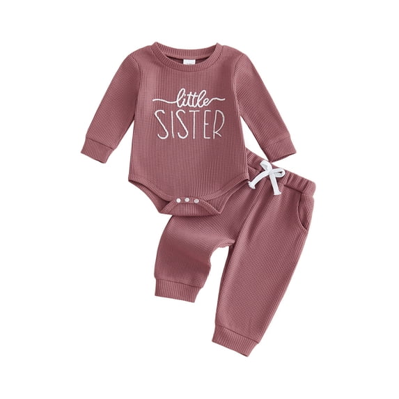 RUINIXCW Infant Baby Fall Outfits Long Sleeve Letters Embroidery Romper with Pants