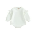 thumbnail image 1 of RUINIXCW Infant Baby Girl Bubble Romper Newborn Baby Girl Sweater Romper Solid Crewneck Sweatshirt Ruffled Long Sleeve Bodysuit Spring Fall Winter Clothes, 1 of 9