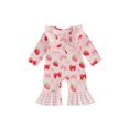 thumbnail image 1 of RUINIXCW Infant Baby Girl Romper Ruffle Long Sleeve Crew Neck Rugby Bow Print Fall Jumpsuit, 1 of 9