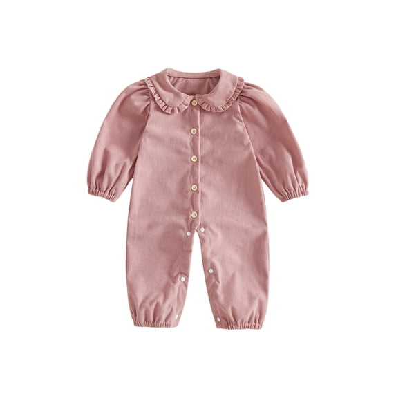 RUINIXCW Infant Girl Romper Puff Long Sleeve Solid Color Fall Jumpsuit