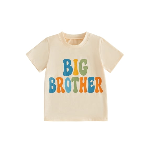RUINIXCW Kids Boy Big Brother T-Shirt Fun Letter Print Crew Neck Short Sleeve Tops