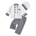 thumbnail image 1 of RUINIXCW Kids Chef Costume Halloween Costume Toddler Baby Boy Career Day Baker Costume Long Sleeve Button Down Top Pants Hat Set Role Play Outfits, 1 of 10