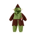 thumbnail image 1 of RUINIXCW Kids Christmas Elf Costume Toddler Baby Boy Girl Fairy Tale Halloween Costume Fall Winter Snowsuit Fleece Jumpsuit Long Sleeve Hooded Romper, 1 of 10