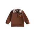 thumbnail image 1 of Svuitmsl Kids Christmas Sweatshirt Gingerbread Man Embroidery Long Sleeve Lapel Tops, 1 of 7