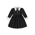 thumbnail image 1 of RUINIXCW Kids Girl Halloween Dress Contrast Colors Turn-Down Collar Fall Dress, 1 of 9