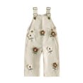 thumbnail image 1 of RUINIXCW Kids Girls Overalls, Sweet Embroidery Flower Corduroy Buckle Closure Pants, 1 of 7