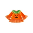 thumbnail image 1 of RUINIXCW Kids Halloween Pumpkin Costume Toddler Baby Girl Halloween Outfit Fall Sequined Ruffled Long Sleeve Tops Cosplay Costume Holiday Clothes, 1 of 10