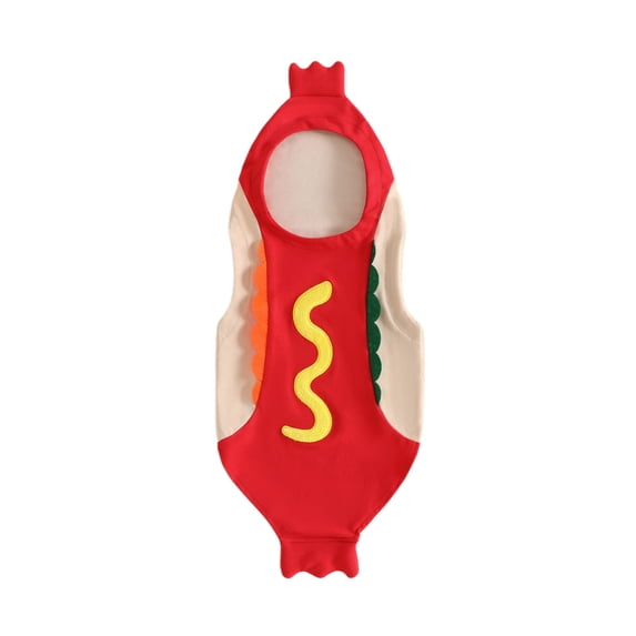 RUINIXCW Kids Hot Dog Costume Toddler Baby Boy Girl Halloween Costume Infant Funny Cosplay Outfit Hooded Sleeveless Hooded Romper Playsuit Jumpsuit