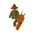 thumbnail image 1 of RUINIXCW Kids Scarecrow Boys Tops Patchwork Overalls and Hat Cosplay for Halloween Holiday Outfit, 1 of 9