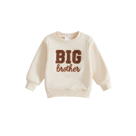 RUINIXCW Kids Toddler Baby Boy Big Brother Outfit Little Boys Fall Winter Sweatshirt Long Sleeve Crewneck Embroidery Letters Pullover Shirt Tops